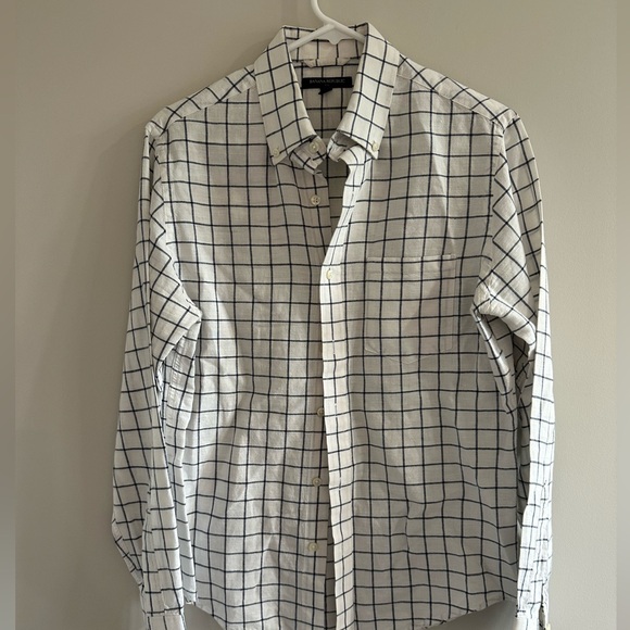 Banana Republic Men's White and Blue Checkered Shirt button up size small - Picture 1 of 4